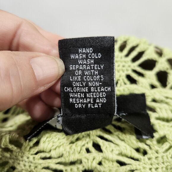 Parisian Signature Linen Blend Sweater Medium Hand Crochet Open Knit Coastal - Picture 7 of 10